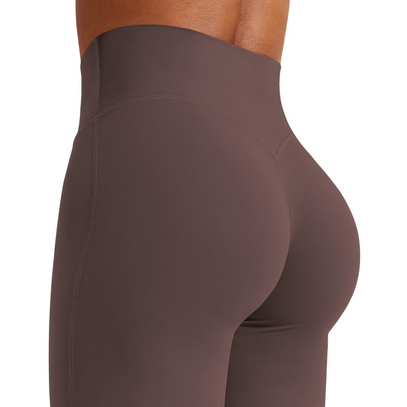 YEOREO Workout Leggings Womens No Front Seam Straight Leggings 35" High Waist Buttery Eddiy Gym Yoga Pants Plum Brown XL