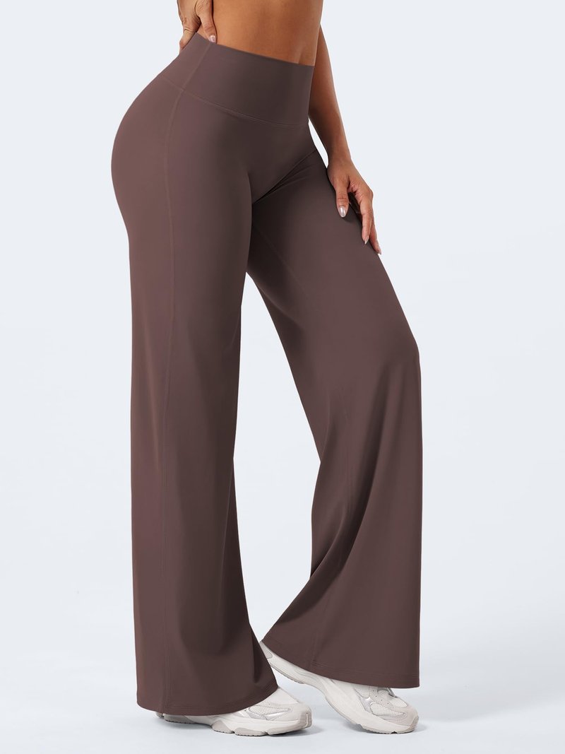 YEOREO Workout Leggings Womens No Front Seam Straight Leggings 31.5" High Waist Buttery Eddiy Gym Yoga Pants Plum Brown M