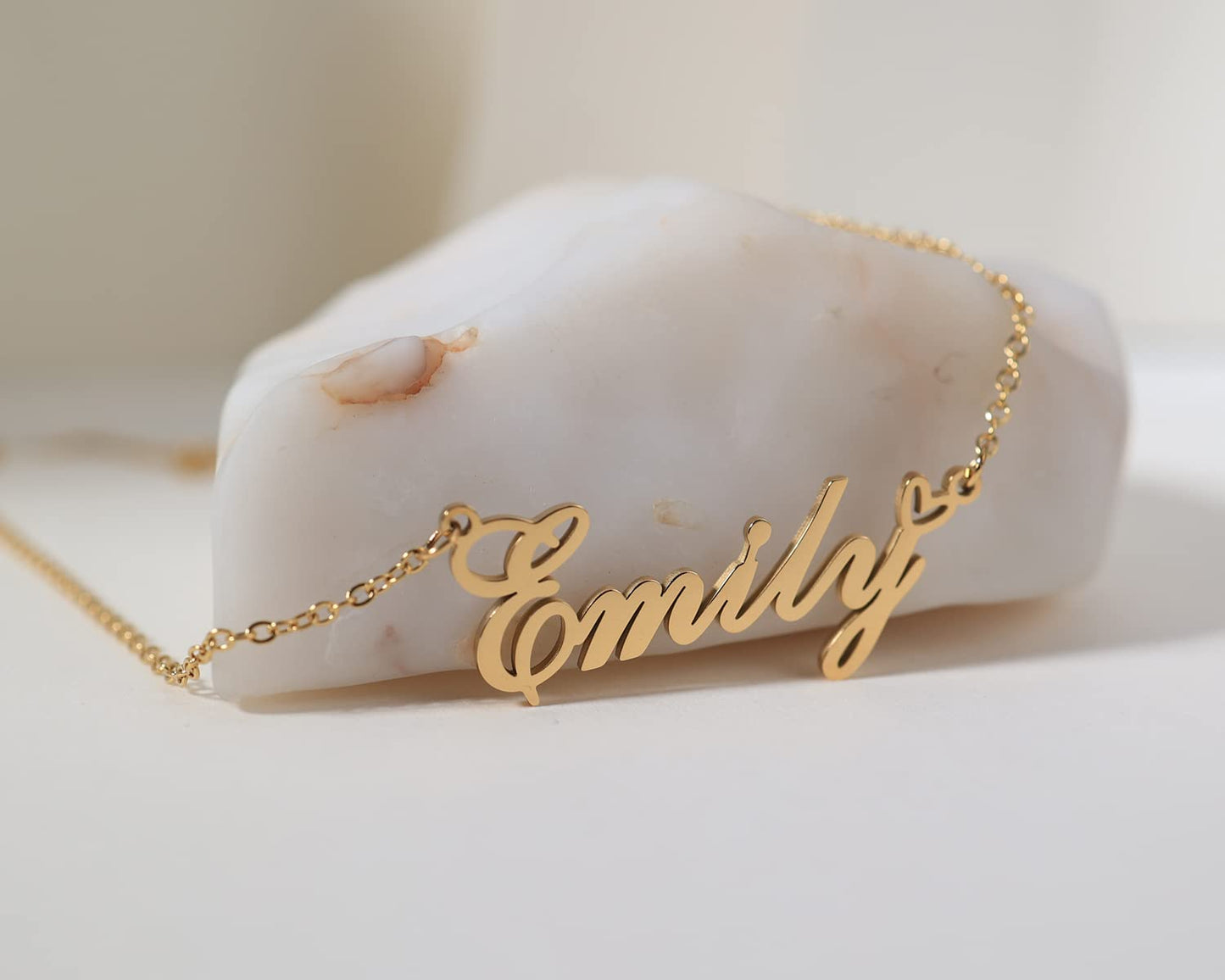 GR859C Personalized Name Necklace for Women Custom Stainless Steel Necklace with Adjustable Chain Gift for Her Wife Mother Day Birthday Christmas