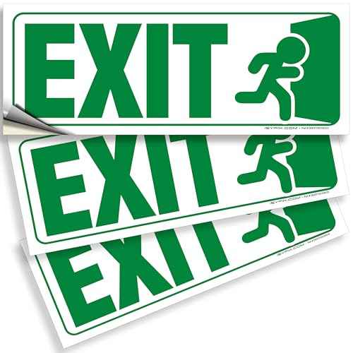 iSYFIX Exit Signs Stickers ? 3 Pack 10x4 Inch ? Premium Self-Adhesive Vinyl, Laminated for Ultimate UV, Weather, Scratch, Water & Fade Resistance, for Office, Buildings, Workplace, Indoor & Outdoor