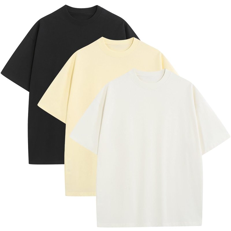 3 Pack Mens Oversized T-Shirts Fashion Loose Fit Crewneck Tshirt Streetwear Heavyweight Short Sleeve Tee Shirt Gym Workout Tops(WTBGBK,L)