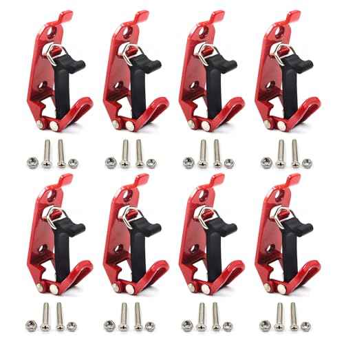 (8 Pack) Shovel Mount for Roof Rack, Metal Rubber Clamp Wall Mounting Brackets, Axe Holder Clamp Mount Kit for Roof Rack Truck Boats Military Equipment and Tools, Red