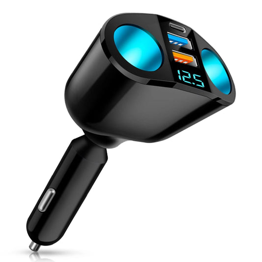 Cigarette Lighter Adapter USB C Car Charger, QC3.0 & PD Cigarette Lighter Splitter with LED Voltmeter, 12V/24V Car USB Outlet Socket Splitter Fast Charging for Phones GPS Vehicle Devices