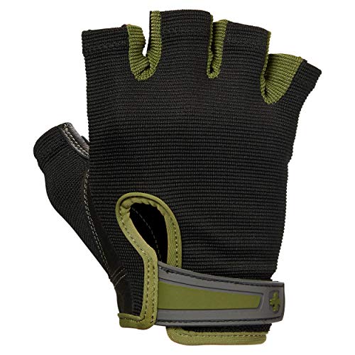 Harbinger Power Non-Wristwrap Weightlifting Gloves with StretchBack Mesh and Leather Palm (Pair), Green, Large (Fits 8 - 8.5 Inches)