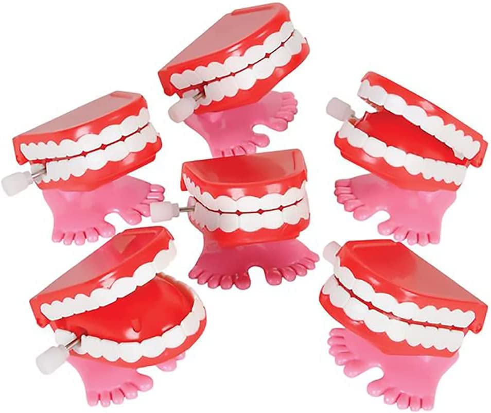 The Dreidel Company Wind Up Teeth Chomping & Chattering Teeth Toys for Kids Birthday Party Favors, Novelty and Gag Gifts, 1.75" Inches (12 Pack)