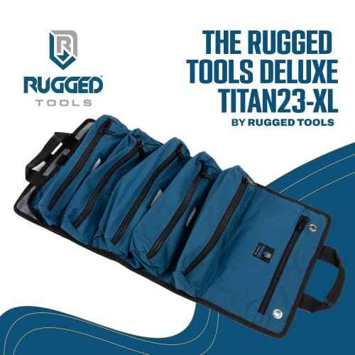 Rugged Tools Titan23-XL Tool Roll - Wrench Roll & Organizer - Canvas Tool Bag & Tool Pouch for Electrician, HVAC, Plumber, Carpenter or Auto Mechanic
