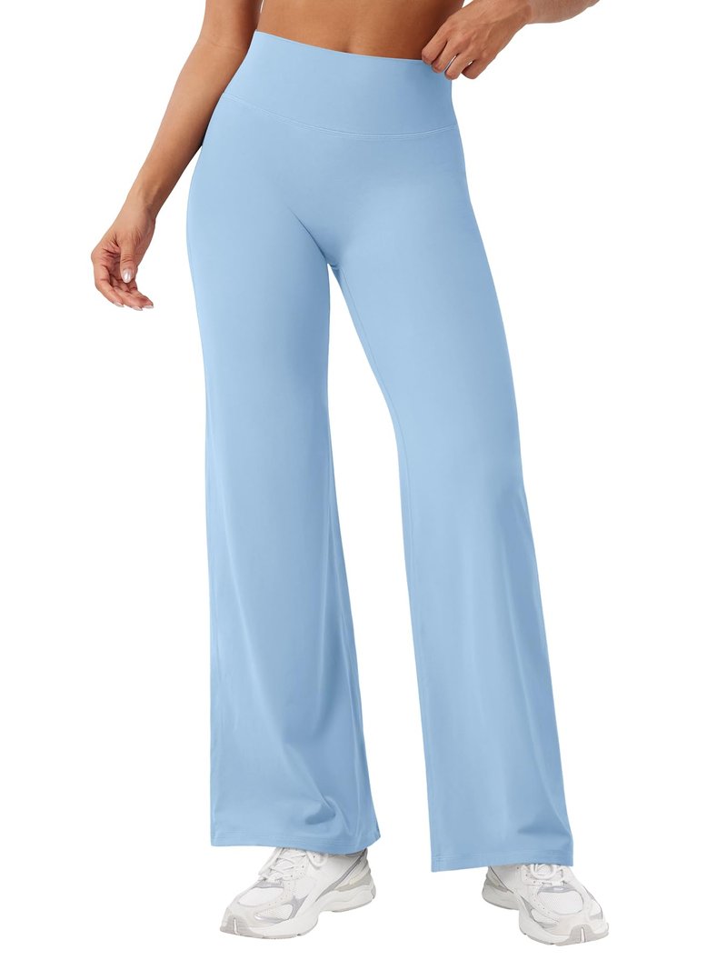 YEOREO Workout Leggings Womens No Front Seam Straight Leggings 29" High Waist Buttery Eddiy Gym Yoga Pants Airy Blue XS