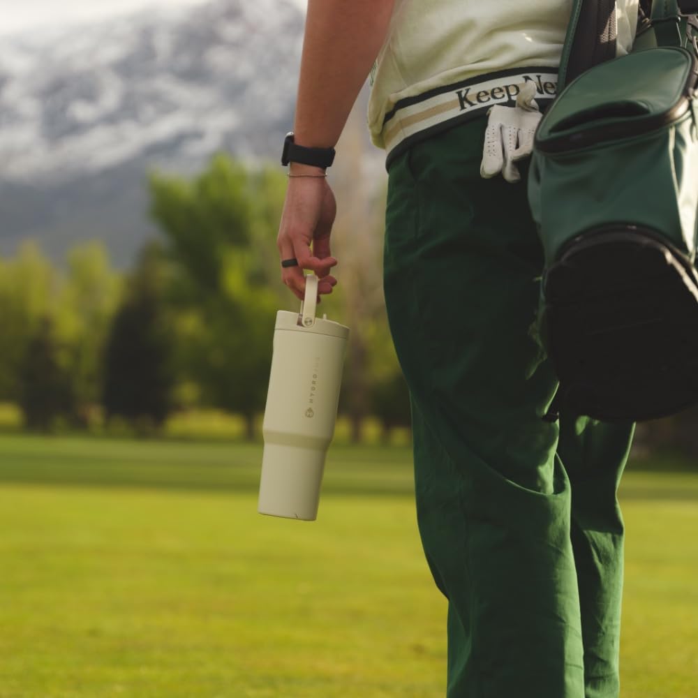 HydroJug Sport - Stainless Steel Tumbler with Straw, Vacuum Insulated, 32oz Leakproof Water Bottle, Ergonomic Design, Reusable, Dishwasher Safe, Rubber Base, Durable for Gym or Outdoors, Riptide