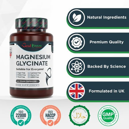 Best Immune, Magnesium Glycinate 1000mg per Serving - High Strength Magnesium Supplement for Absorption Bioavailability - Ideal for Energy Wellness, 120 Vegan Capsules