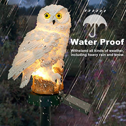 Garden Ornaments Outdoor Owl Shape Light LED Solar Garden Light Owl Lawn Lamp Waterproof Solar Led Lights Outdoor Yard Garden Creative Solar Lamps (White)