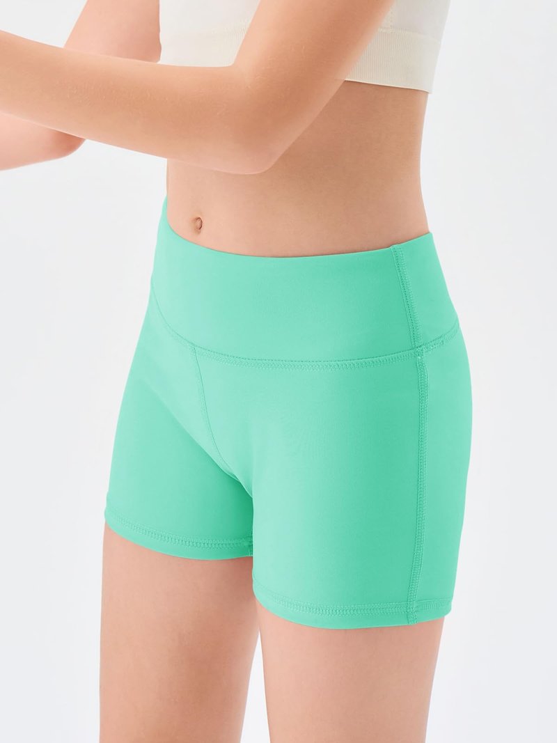 Haloumoning Girls Athletic Shorts Kids High Waisted Yoga Dance Biker Shorts Comfy Gymnastics Shorts 5-14Y Mint Green