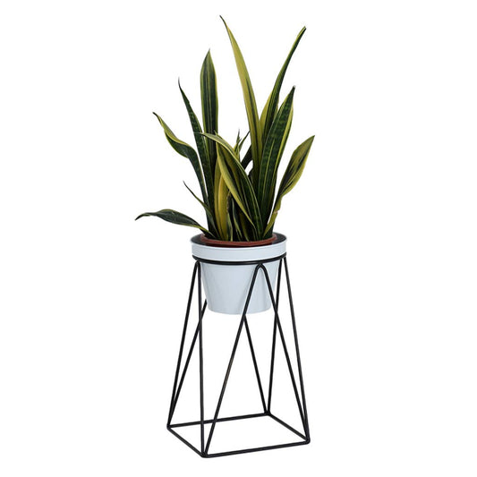 KAJIAO Metal Flower Pot Stand Indoor Balcony Decoration Plant Pot Display Shelf Outdoor Anti-Corrosion Iron Art Floor-Stand Support Rack(White,L)