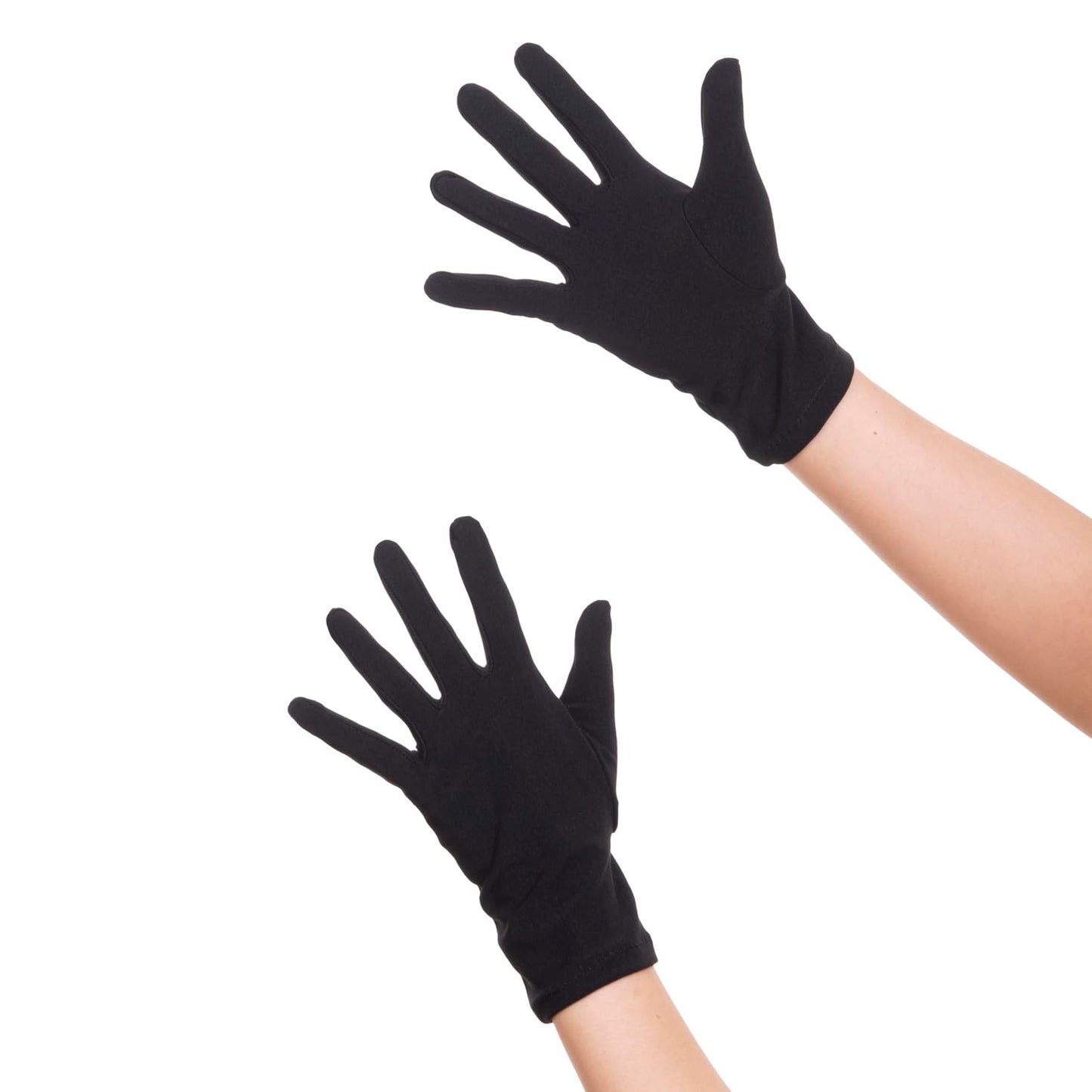 Vonokee Adult Spandex Gloves,Short Stretchy Opera Gloves for Halloween Party Costume 1920s Flapper Accessories (Black)