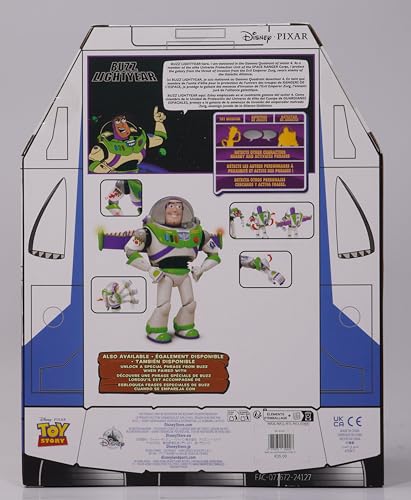 Disney Store Official Buzz Lightyear Interactive Talking Action Figure, Pixar's Toy Story, 36cm/14”, Space Ranger Toy Featuring 15+ English Phrases, Interacts with Other Characters, Ages 3+