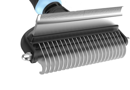 Dog Brush for Shedding & Cat Brushes for Indoor Cats - Double Coat Dog Brushes for Grooming - Hair Remover Pet Grooming Tools - 2 in 1 Deshedding Brush & Undercoat Rake for Dogs - Defur Comb Cleaner