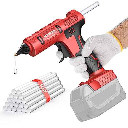 MtiolHig100W Hot Glue Gun Compatible with Milwaukee 18v Battery, Wireless Battery Powered for 18v Battery, Heavy Duty Full Size Glue Gun with 20pcs 0.43'' Glue Sticks for Crafts DIY & Repairs