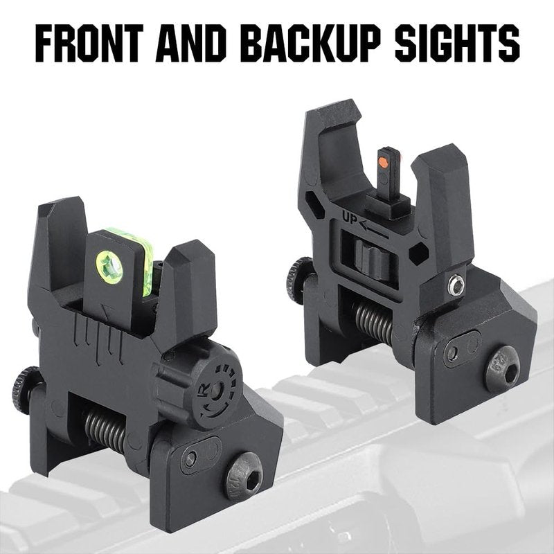 ohhunt Fiber Optic Sights Foldable Flip Up Sights Back up Sight Polymer Fiber A15 (Black 3)