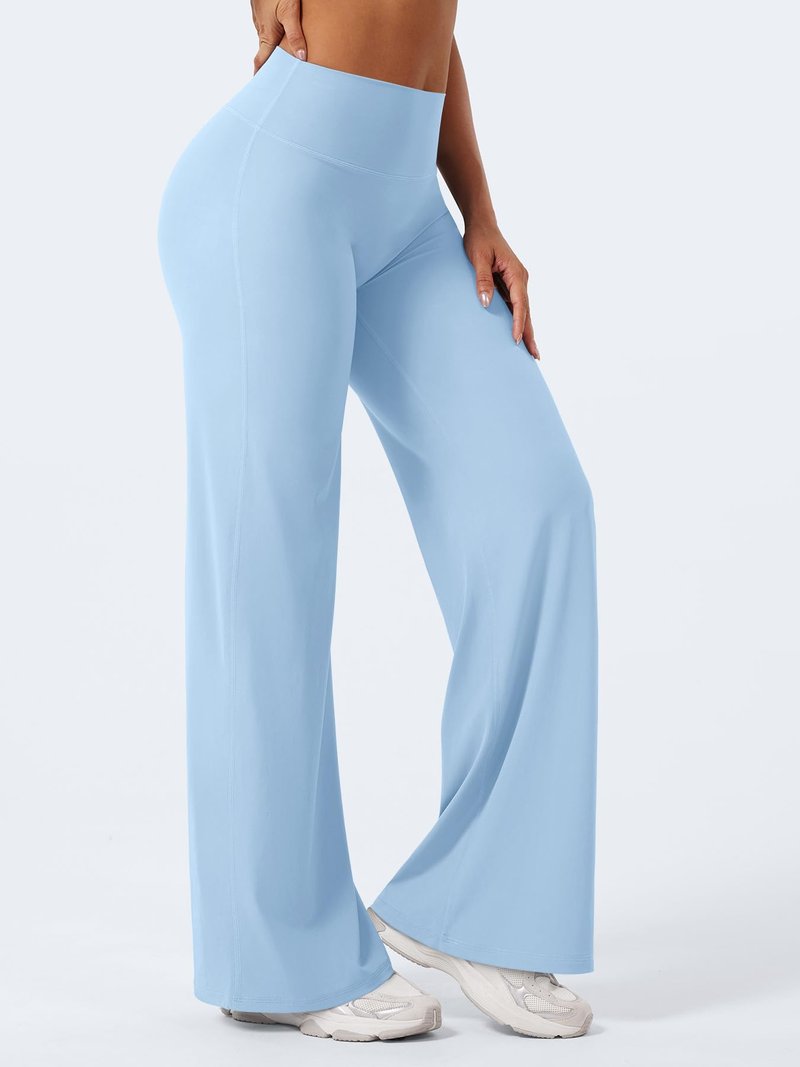 YEOREO Workout Leggings Womens No Front Seam Straight Leggings 31.5" High Waist Buttery Eddiy Gym Yoga Pants Airy Blue L