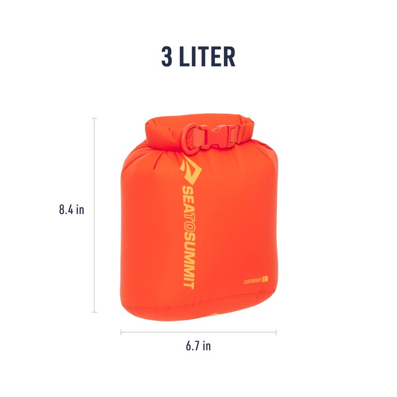Sea to Summit Lightweight Dry Bag, Multi-Purpose Dry Storage, 3 Liter, Spicy Orange
