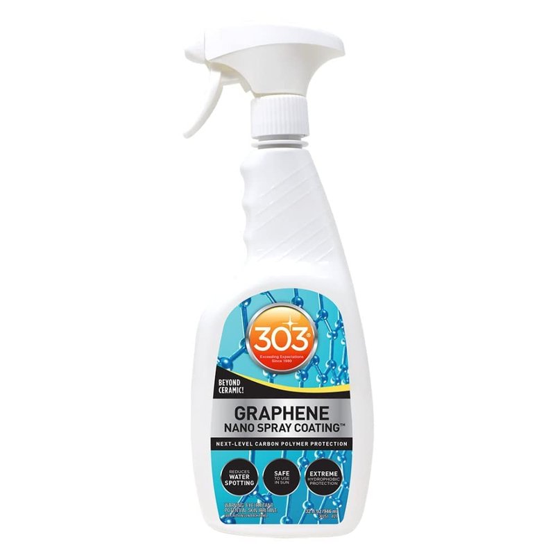 303 Products Marine Graphene Nano Spray Coating - Next Level Protection - Enhances Gloss and Depth - Reduces Water Spotting - UV Ray Protection- Safe to Use in the Sun - 32 fl. oz. (30251), White
