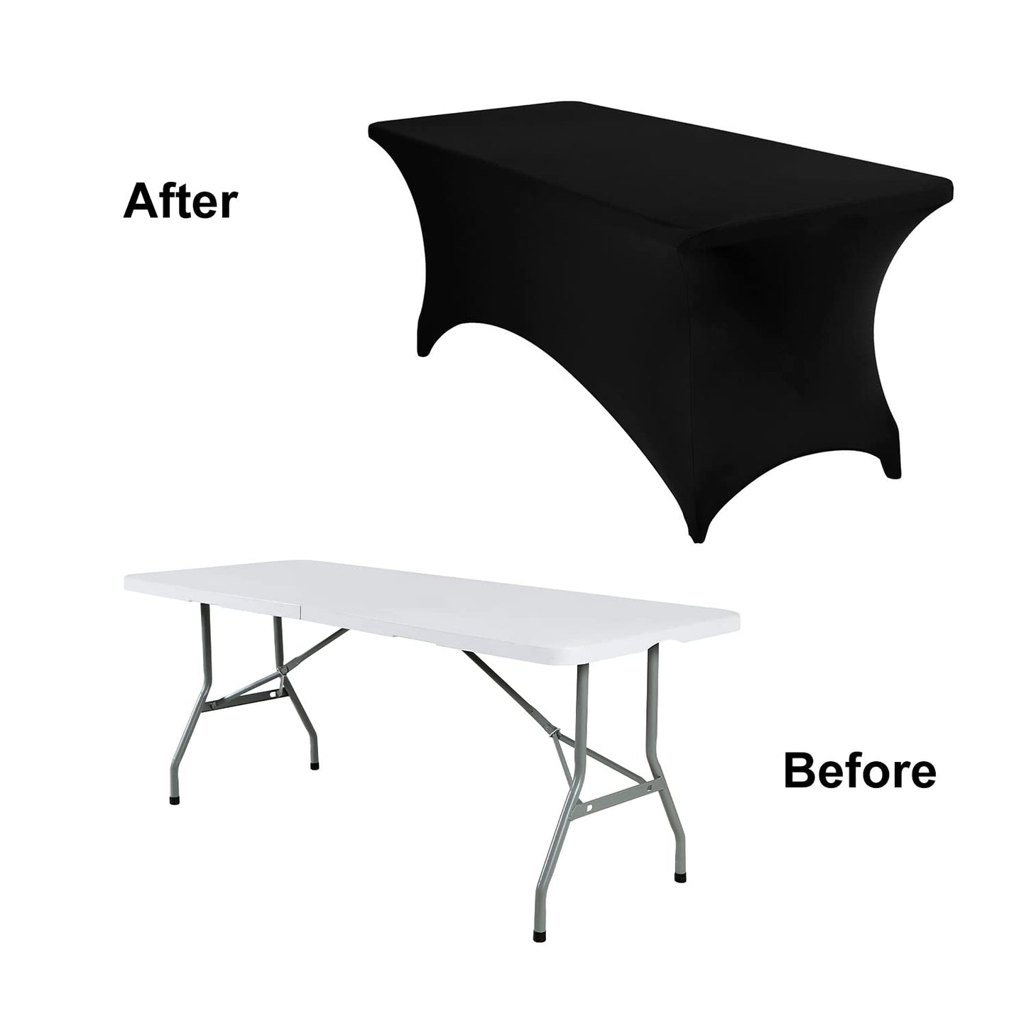 eccwai Spandex 6ft Waterproof Table Cover for Party,Wedding, Banquet, and Events(Black)