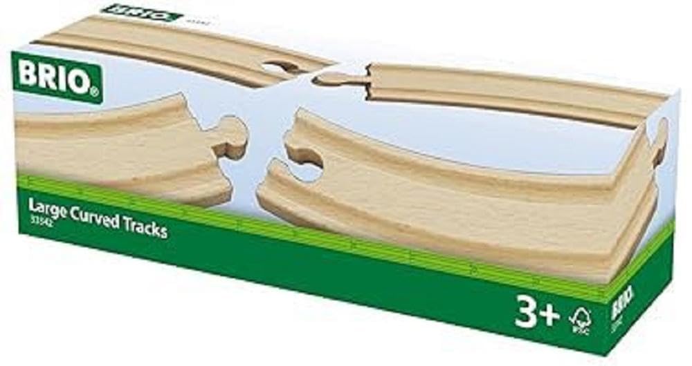 BRIO World Large Curved Wooden Train Track for Kids Age 3 Years Up - Railway Accessories and Add Ons