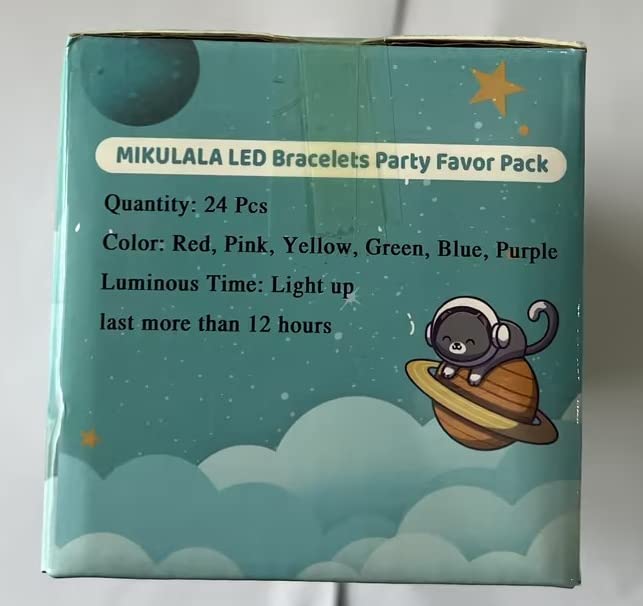 Mikulala 24Pcs Glow in the Dark Party Supplies for Kids/Adults, Flashing Light up Toys LED Bracelets Halloween Glow Sticks, Mardi Gras Party Favors Carnival Birthday Concert Gifts Accessory