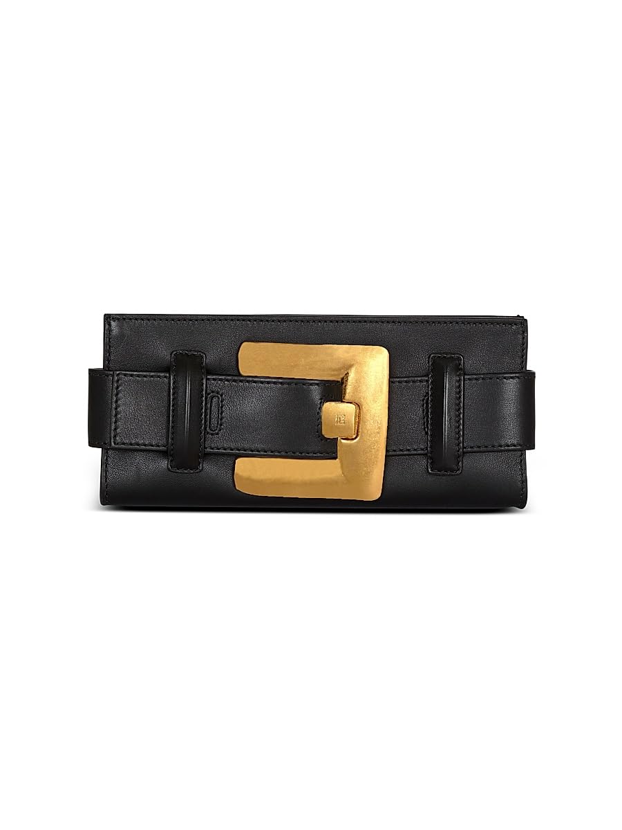 Balmain, Anthem Buckle-Detailed Leather Pouch, Noir
