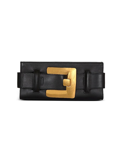 Balmain, Anthem Buckle-Detailed Leather Pouch, Noir