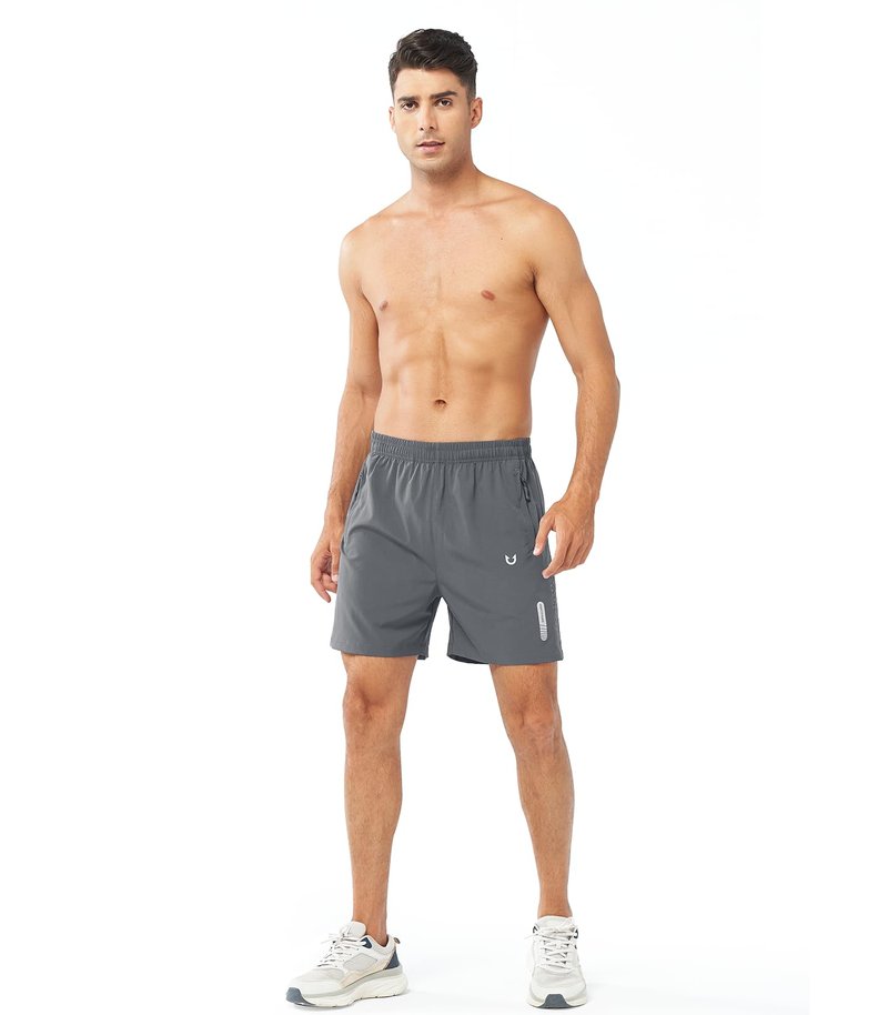 NORTHYARD Men's Athletic Running Shorts Gym Workout 7"/9"/5" Quick Dry Lightweight Sports Basketball Tennis 3 Zipper Pockets SMOKEGREY-5inch XL