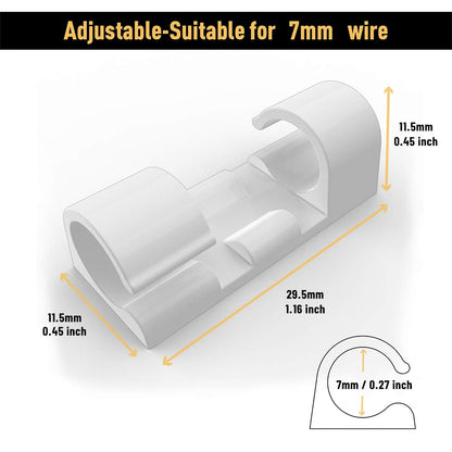 Cable Clips with Strong Self-Adhesive, XIAOXI Cord Organizer Cable Management Organizing Cords Wire for Car, Home and Office - 20 Pcs (White)
