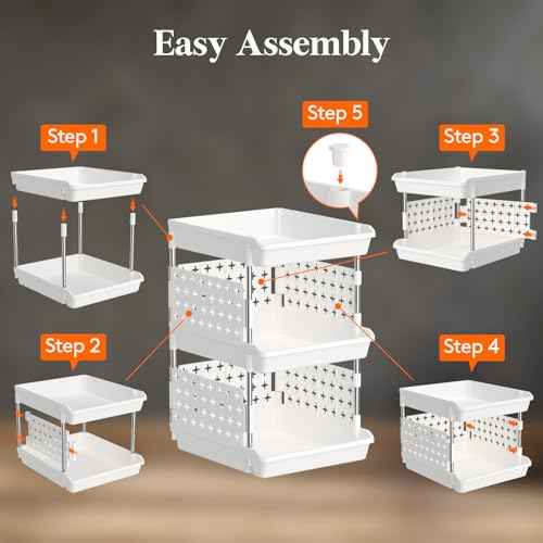 Lifewit Plastic Stackable Storage Baskets, 3 Tier Stacking Bins 13.8"D x 11.8"W x 21.3"H, Large Capacity Multi-Functional Containers Shelves for Pantry, Playroom, Kitchen and Bedroom, 1 Pack, White