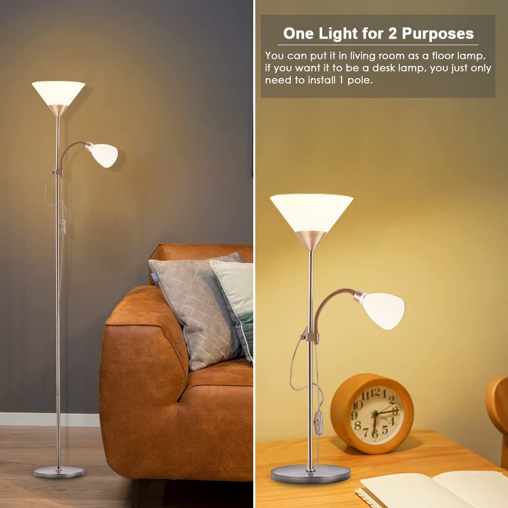 INMOZATA Standard Lamps Living Room, Uplighter Floor Lamp, Modern Mother & Child Tall Floor Lamp for Living Room, Bedroom, Lounge, Office(Bronze)