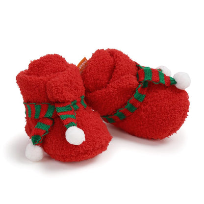 Ohwawadi Baby Christmas Booties Slippers Infant Boys Girls Cartoon Warm Shoes Soft Newborn Crib Footwear Sock Shoes First Walkers