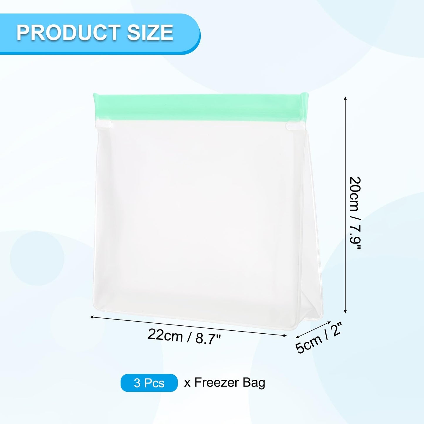PATIKIL 8.7"x2"x5.3" Reusable Freezer Bag, 3 Pcs Leakproof Zip Food Storage Stand Up Bags Fridge Snack Vegetable Fruit Ice Container for Long-Lasting Freshness, Black