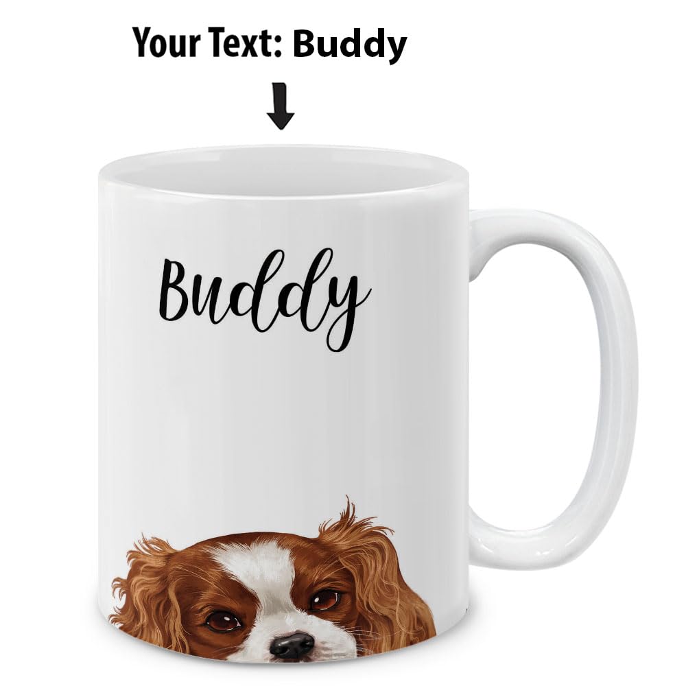 MUGBREW Personalized Coffee Mug with Your Name or Text, Customized Gifts For Christmas Birthday Anniversary, Ceramic 11 OZ Coffee Mug Tea Cup - Cavalier King Charles Spaniels Dog