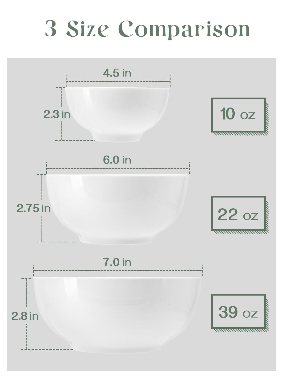 DOWAN 39 OZ Large Deep Bowls Set of 4 - White Ceramic Bowls for Ramen, Pasta, Salad, Mixed Fruit - Dishwasher & Microwave Safe (Soft White)