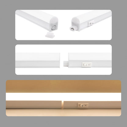 ENUOTEK Connectable LED Kitchen Under Cabinet Lamps Light Strips, 2 x 8 W LED Under-Unit Lights, Wall Lights with Switch and Power Plug, Neutral White 4000 K, Length 573 mm, 2 Bulbs