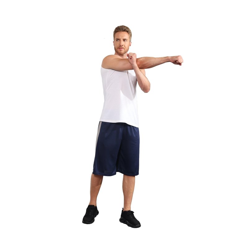 LukBerd 2 Pack Men's Long Athletic Shorts Basketball Workout Gym Shorts Below Knee Loose-Fit with Pockets XL