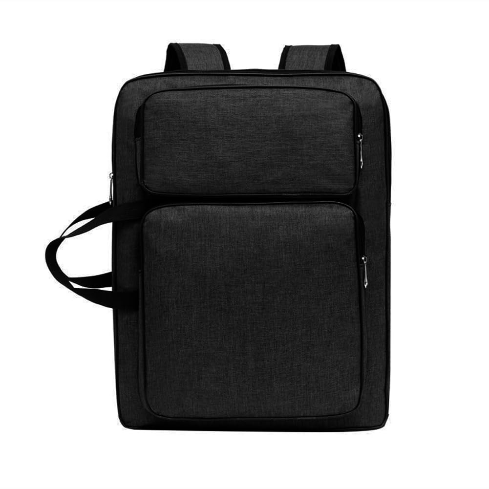 Art Portfolio Case A3 Artist Drawing Board Bag Waterproof Art Carrying Bag Portable Sketch Pad Storage Bag Artist Folder Case Tote Bag Shoulder Bag for Palette Paints Brushes Pencils (Black-1)