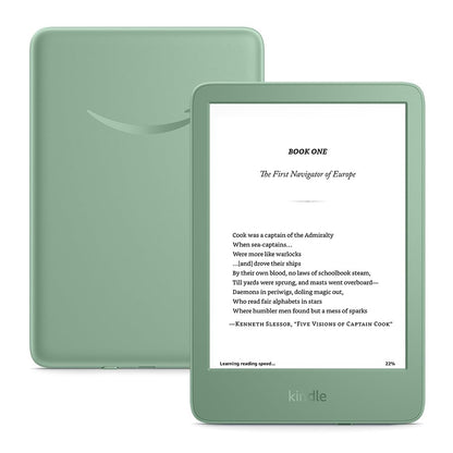 Amazon Kindle 16 GB (newest model) - Lightest and most compact Kindle, now with faster page turns, and higher contrast ratio, for an enhanced reading experience - Matcha