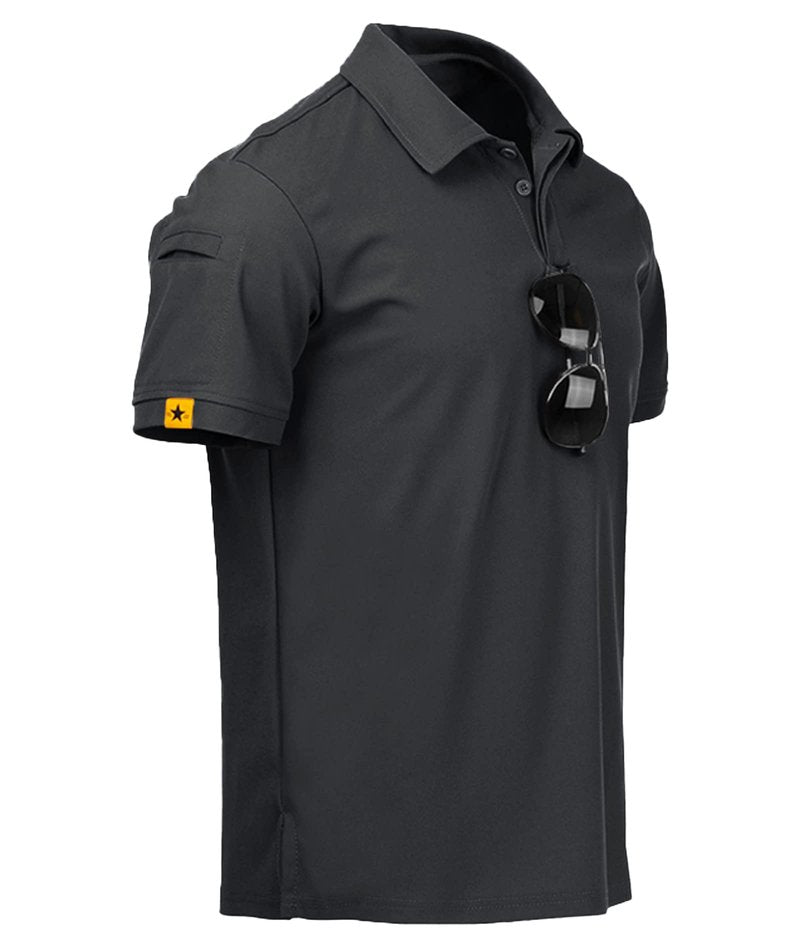 ZITY Mens Polo Shirt Short Sleeve Sports Tactical T-Shirt Athletic Golf Polos Daily Casual Stylish Collared Shirts for Men Dark Grey X-Large
