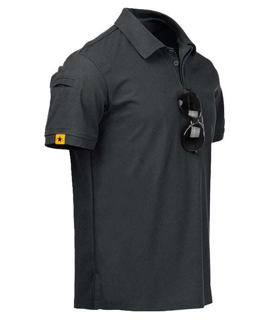 ZITY Mens Polo Shirt Short Sleeve Sports Tactical T-Shirt Athletic Golf Polos Daily Casual Stylish Collared Shirts for Men Dark Grey 5X-Large