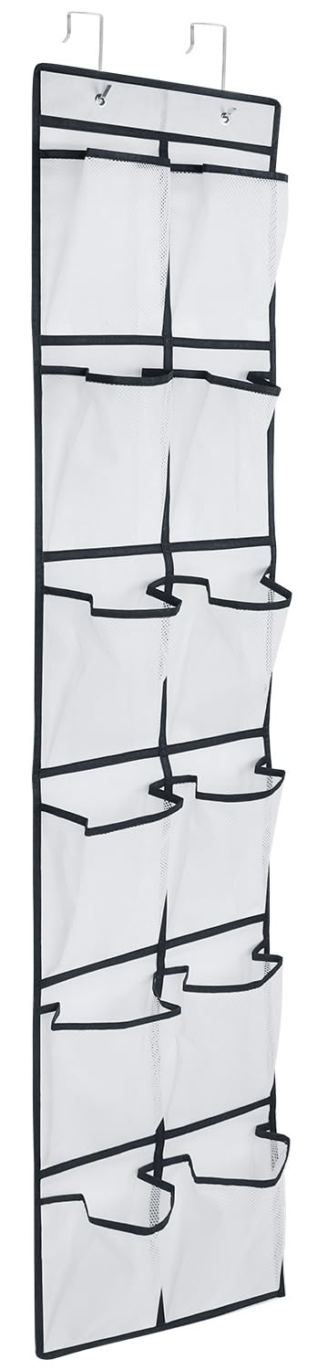 GOMAJI 12 Large Pockets Over The Door Hanging Shoe Organizer, White