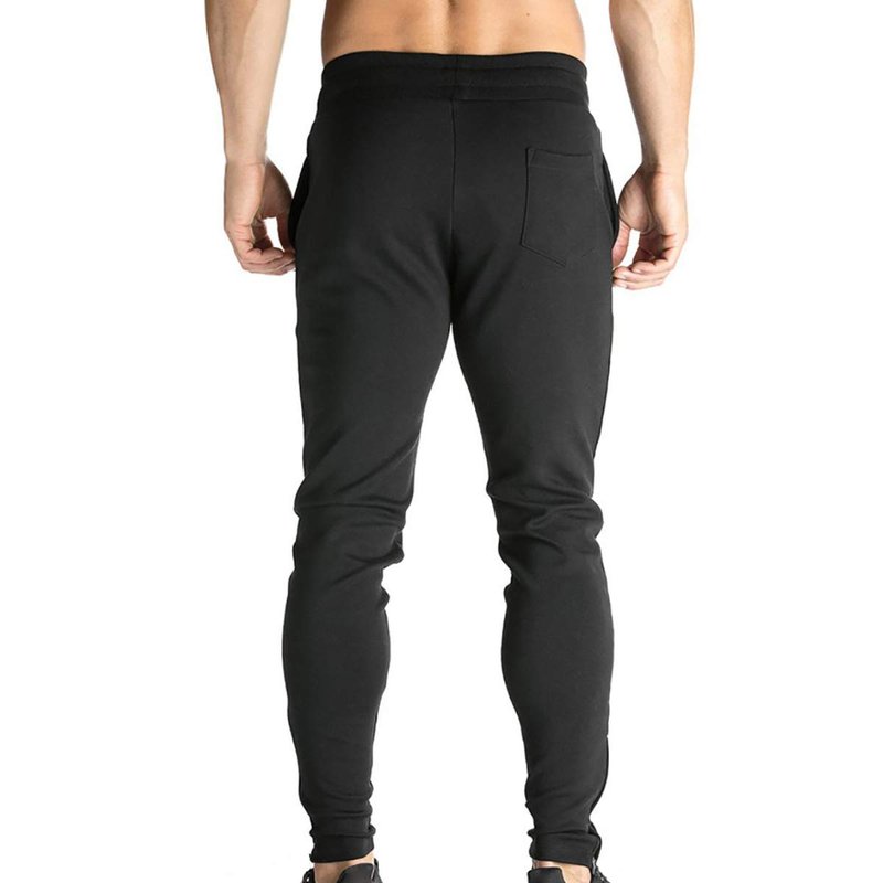 BROKIG Mens Zip Jogger Pants - Casual Gym Fitness Trousers Comfortable Tracksuit Slim Fit Bottoms Sweat Pants with Pockets (Large, Black)