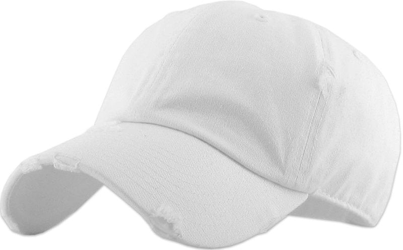 KBETHOS KBE-VINTAGE WHT Vintage Washed Cotton Baseball Cap, White