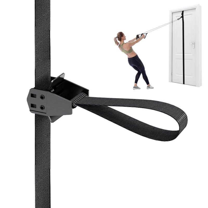 FITKIT Door Sliding Anchor for Resistance Bands, Adjustable Mount with Multi-Points for Home Gym, Fits 6-8ft Doors