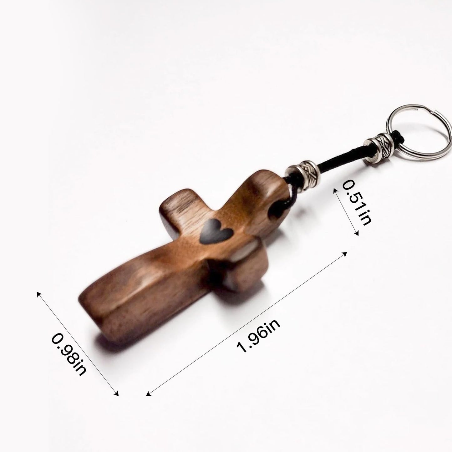Yookin 2 PCS Cross My Heart | Encouragement Gift Wooden Cross Key Chain Fingertip Stress Relief Gifts Pocket Small Cross Christmas Gift Handheld Wooden Cross Key Chain