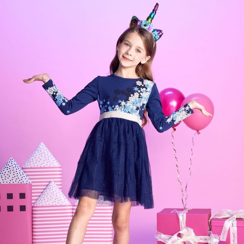 VIKITA Toddler Girl Dress Winter Long Sleeve Tutu Party Dresses for Girls 3-7 Years, Knee-Length (LH4583, 4T)