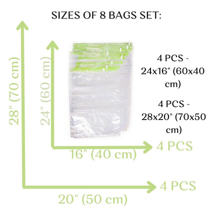 8 Space Saver Bags, No Vacuum Needed, Roll-Up Compression Packing, Travel Essentials, For Suitcases